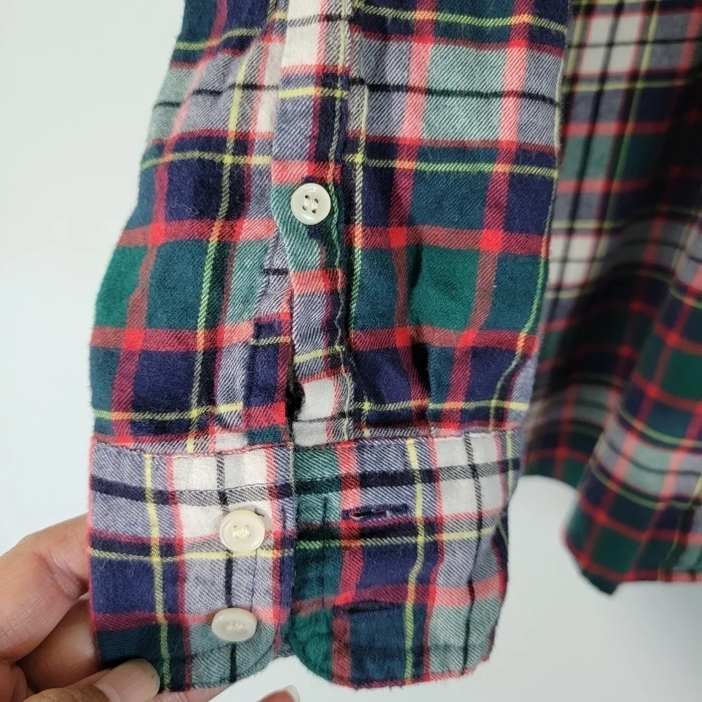 J.CREW Always Women's Green/Red/White Plaid Holidays Schaket Sz 6 Long Sleeve